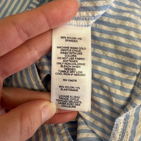 Vineyard Vines Seersucker Flutter Sleeve Dress Blue White Small‎ Classic Coastal - Picture 6 of 7